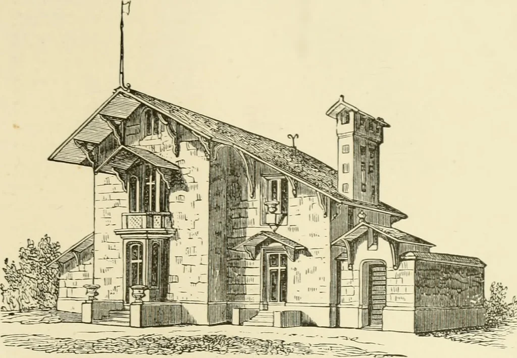 An illustration from The American cottage builder : a series of designs, plans, and specifications, from $200 to $20,000, for homes for the people ; together with warming, ventilation, drainage, painting and landscape gardening, 1876, leaf 244