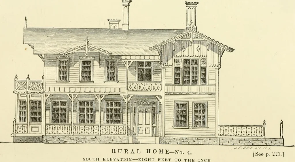 An illustration from The American cottage builder : a series of designs, plans, and specifications, from $200 to $20,000, for homes for the people ; together with warming, ventilation, drainage, painting and landscape gardening, 1876, leaf 258