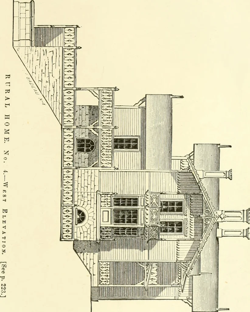 An illustration from The American cottage builder : a series of designs, plans, and specifications, from $200 to $20,000, for homes for the people ; together with warming, ventilation, drainage, painting and landscape gardening, 1876, leaf 260