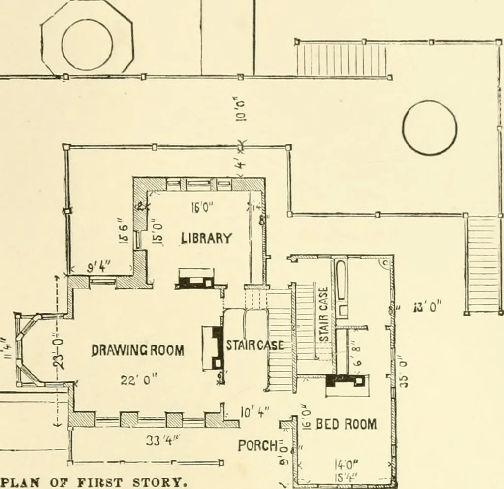 An illustration from The American cottage builder : a series of designs, plans, and specifications, from $200 to $20,000, for homes for the people ; together with warming, ventilation, drainage, painting and landscape gardening, 1876, leaf 264