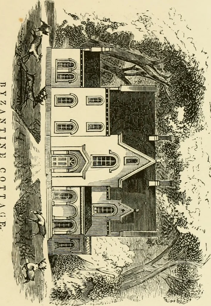 An illustration from The American cottage builder : a series of designs, plans, and specifications, from $200 to $20,000, for homes for the people ; together with warming, ventilation, drainage, painting and landscape gardening, 1876, leaf 364