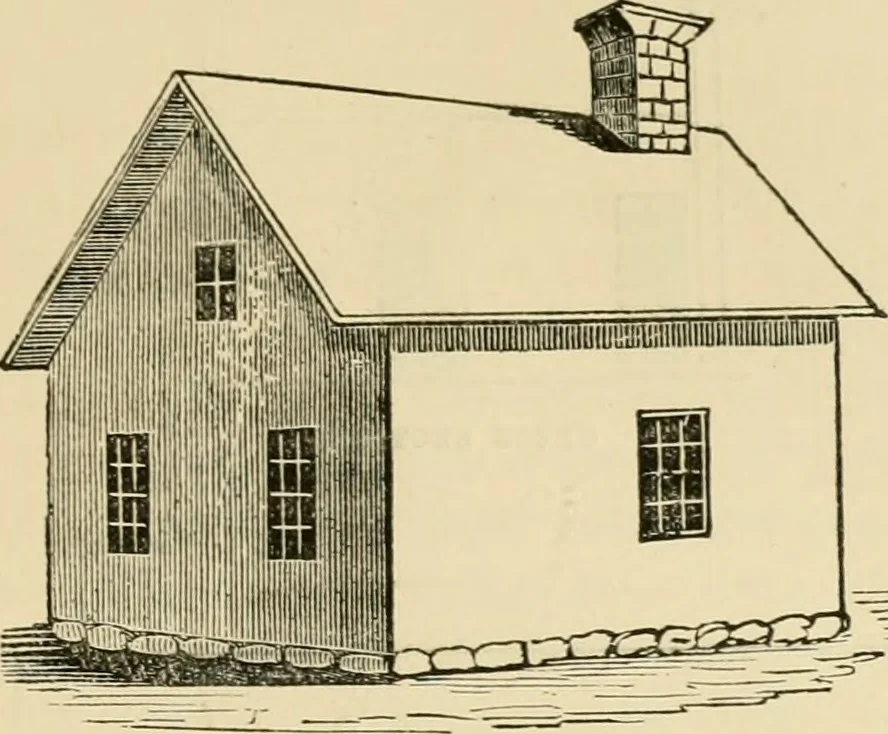 An illustration from The American cottage builder : a series of designs, plans, and specifications, from $200 to $20,000, for homes for the people ; together with warming, ventilation, drainage, painting and landscape gardening, 1876, leaf 44