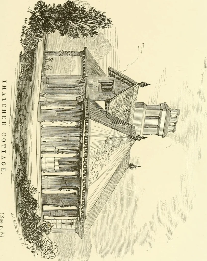 An illustration from The American cottage builder : a series of designs, plans, and specifications, from $200 to $20,000, for homes for the people ; together with warming, ventilation, drainage, painting and landscape gardening, 1876, leaf 64
