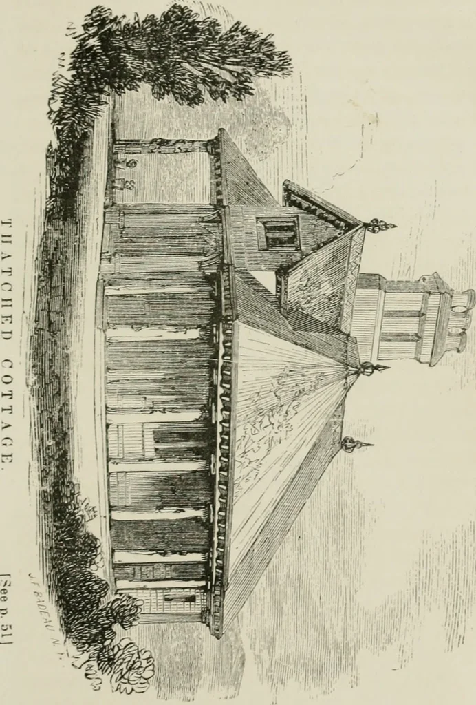 An illustration from The American cottage builder: a series of designs, plans, and specifications, from $200 to $20,000. For homes for the people. Together with warming, ventilation, drainage, painting, and landscape gardening, 1854, leaf 134