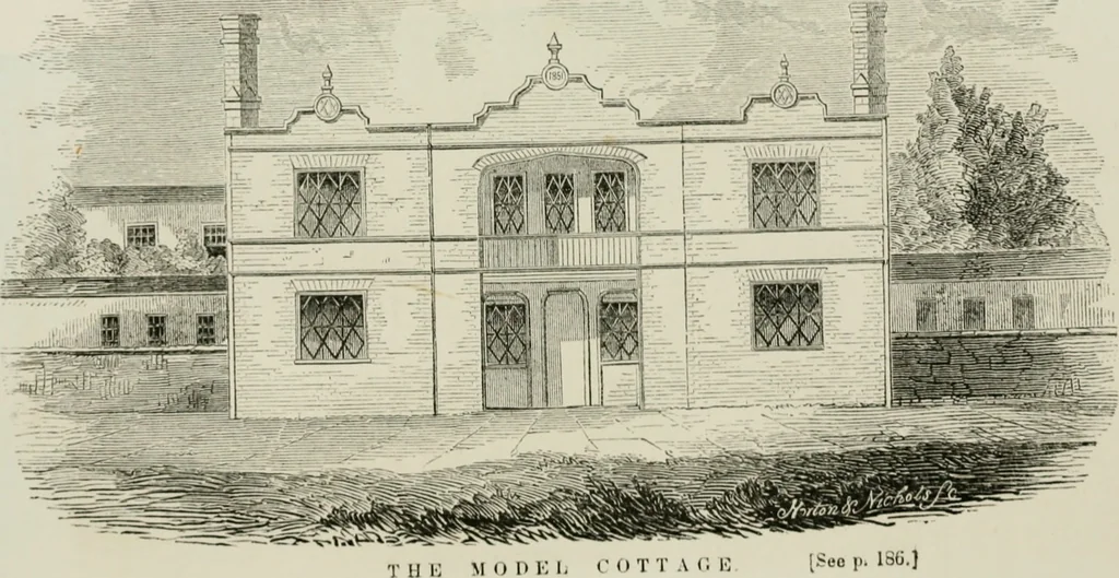 An illustration from The American cottage builder: a series of designs, plans, and specifications, from $200 to $20,000. For homes for the people. Together with warming, ventilation, drainage, painting, and landscape gardening, 1854, leaf 206