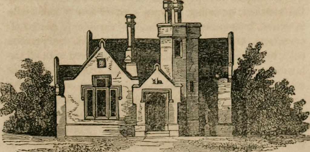 An illustration from The American cottage builder: a series of designs, plans, and specifications, from $200 to $20,000. For homes for the people. Together with warming, ventilation, drainage, painting, and landscape gardening, 1854, leaf 246