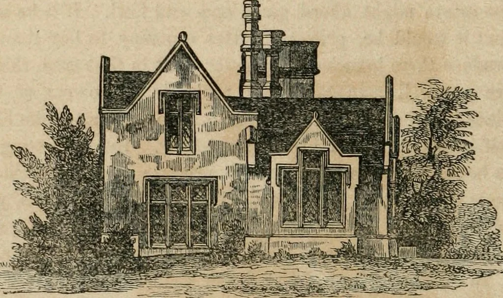 An illustration from The American cottage builder: a series of designs, plans, and specifications, from $200 to $20,000. For homes for the people. Together with warming, ventilation, drainage, painting, and landscape gardening, 1854, leaf 247