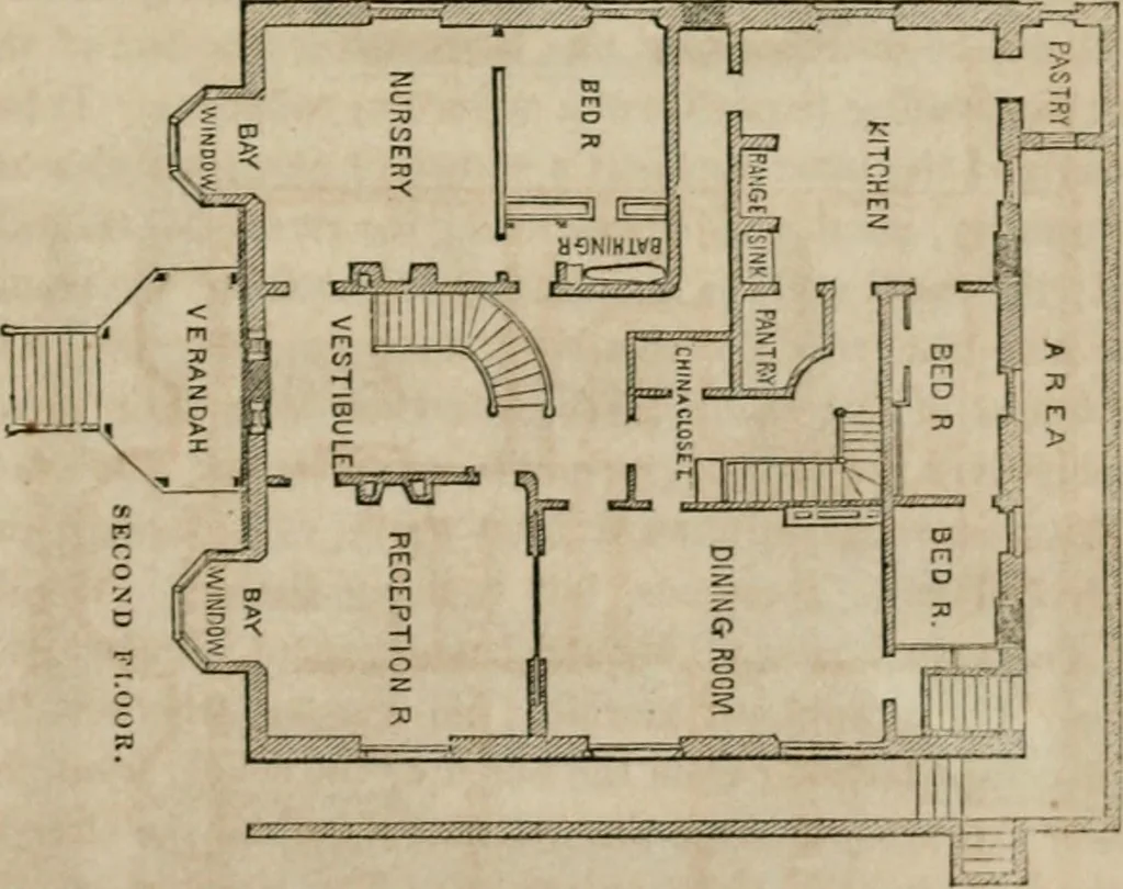 An illustration from The American cottage builder: a series of designs, plans, and specifications, from $200 to $20,000. For homes for the people. Together with warming, ventilation, drainage, painting, and landscape gardening, 1854, leaf 270