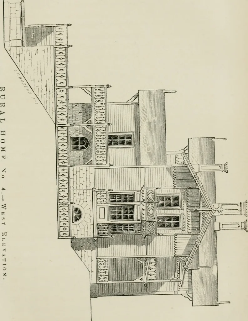 An illustration from The American cottage builder: a series of designs, plans, and specifications, from $200 to $20,000. For homes for the people. Together with warming, ventilation, drainage, painting, and landscape gardening, 1854, leaf 312