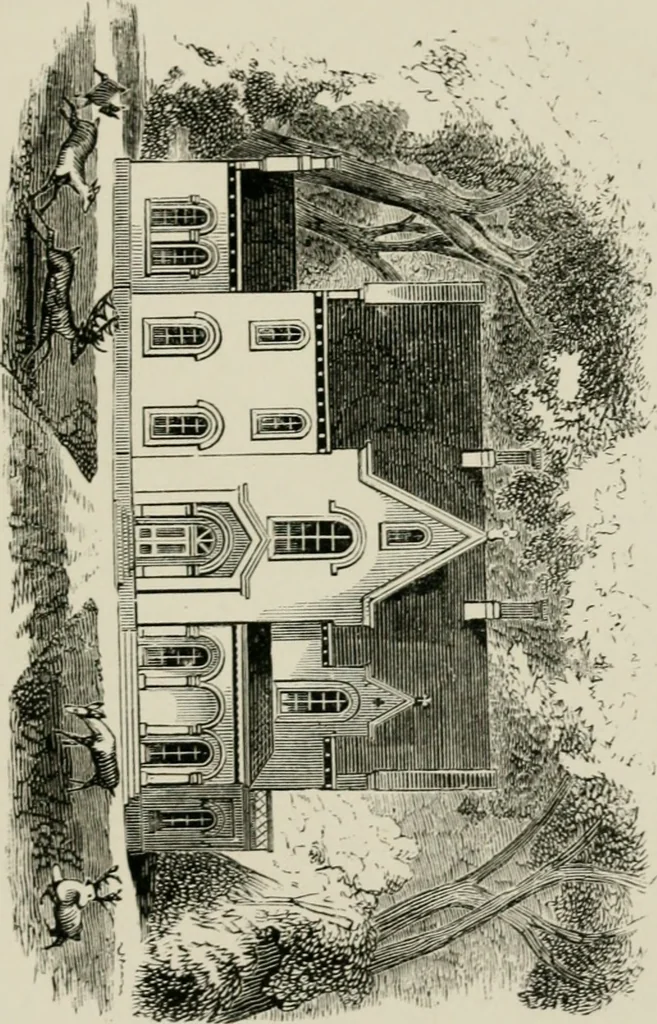 An illustration from The American cottage builder: a series of designs, plans, and specifications, from $200 to $20,000. For homes for the people. Together with warming, ventilation, drainage, painting, and landscape gardening, 1854, leaf 346