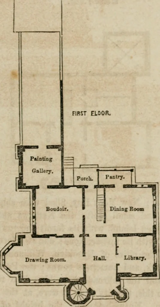 An illustration from The American cottage builder: a series of designs, plans, and specifications, from $200 to $20,000. For homes for the people. Together with warming, ventilation, drainage, painting, and landscape gardening, 1854, leaf 368