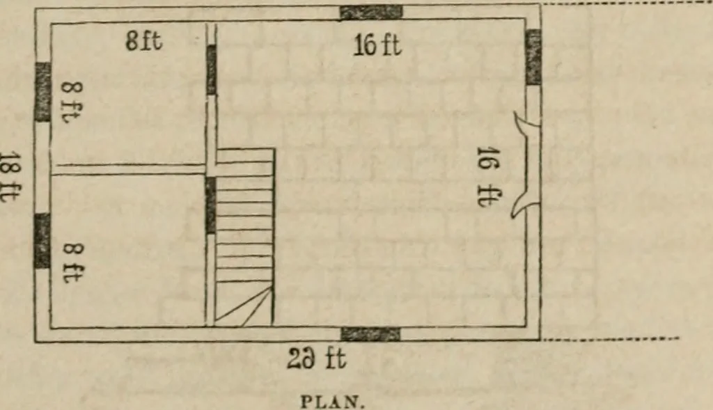 An illustration from The American cottage builder: a series of designs, plans, and specifications, from $200 to $20,000. For homes for the people. Together with warming, ventilation, drainage, painting, and landscape gardening, 1854, leaf 44
