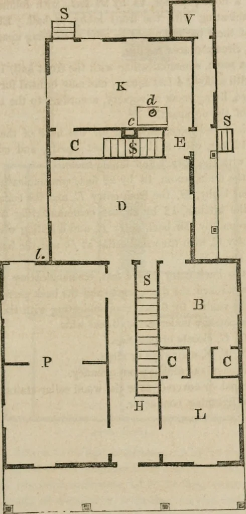 An illustration from The American cottage builder: a series of designs, plans, and specifications, from $200 to $20,000. For homes for the people. Together with warming, ventilation, drainage, painting, and landscape gardening, 1854, leaf 54