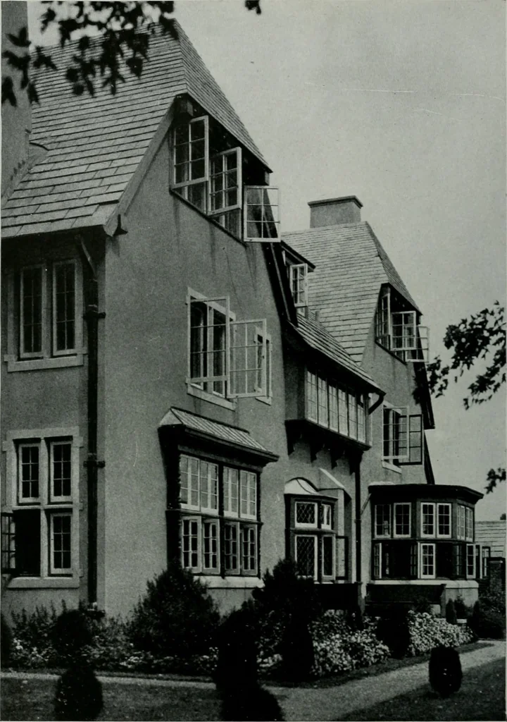 An illustration from American country houses of to-day; an illustrated account of some excellent houses built and gardens planted during the last few years, showing unmistakable influence of the modern trend in ideals architectural, 1915, leaf 103