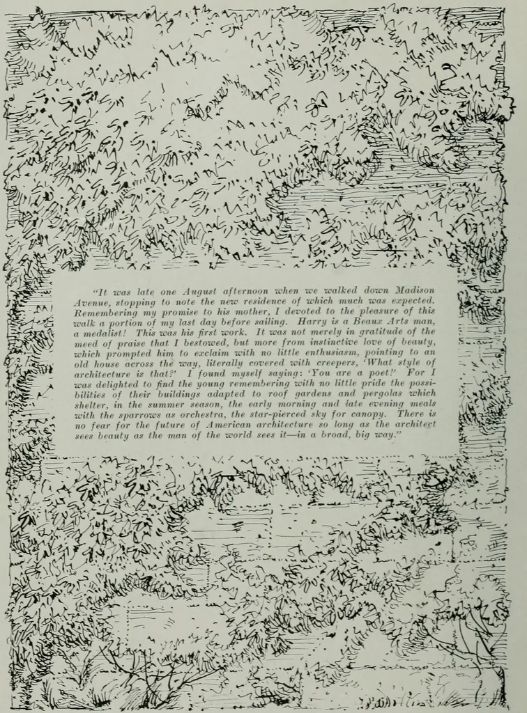 An illustration from American country houses of to-day; an illustrated account of some excellent houses built and gardens planted during the last few years, showing unmistakable influence of the modern trend in ideals architectural, 1915, leaf 11
