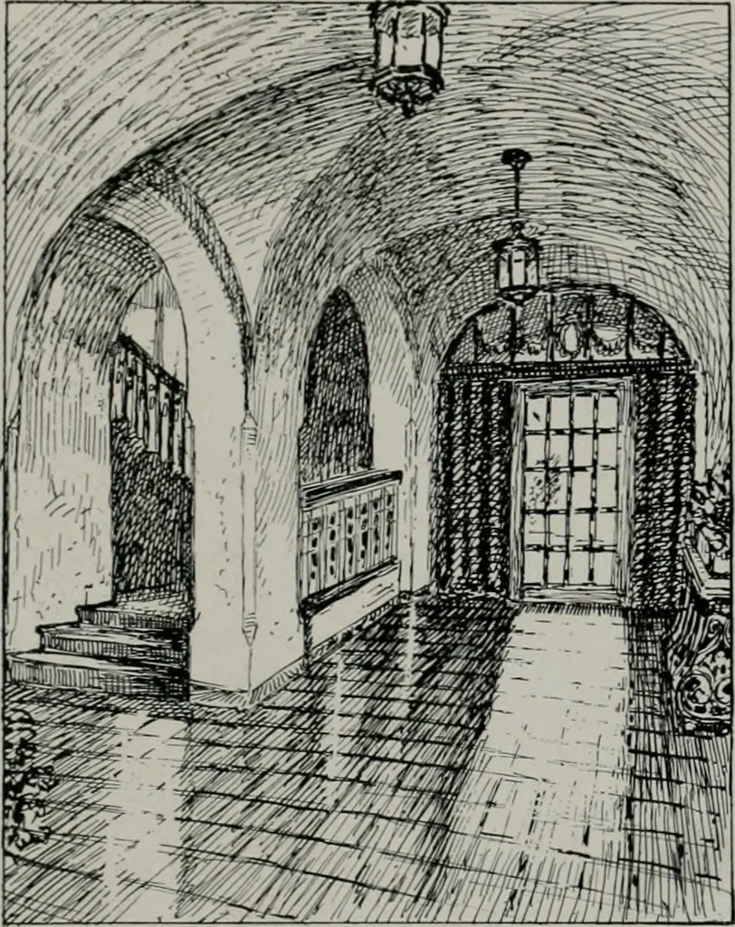 An illustration from American country houses of to-day; an illustrated account of some excellent houses built and gardens planted during the last few years, showing unmistakable influence of the modern trend in ideals architectural, 1915, leaf 124