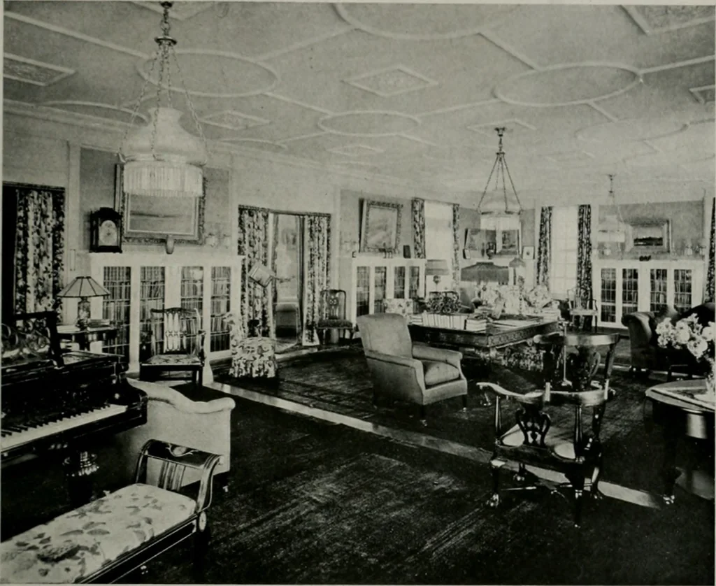 An illustration from American country houses of to-day; an illustrated account of some excellent houses built and gardens planted during the last few years, showing unmistakable influence of the modern trend in ideals architectural, 1915, leaf 134