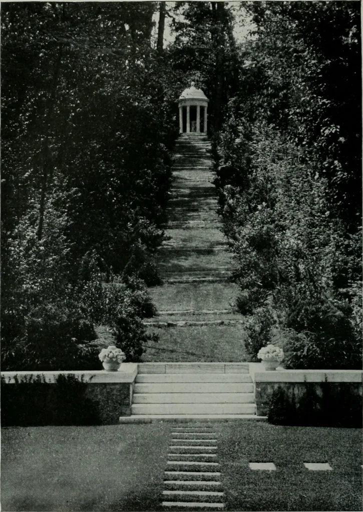 An illustration from American country houses of to-day; an illustrated account of some excellent houses built and gardens planted during the last few years, showing unmistakable influence of the modern trend in ideals architectural, 1915, leaf 143