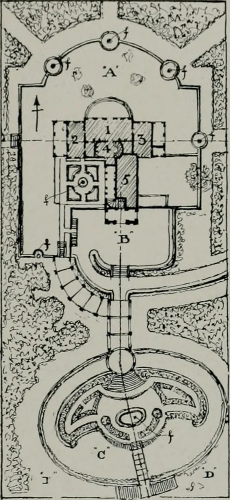 An illustration from American country houses of to-day; an illustrated account of some excellent houses built and gardens planted during the last few years, showing unmistakable influence of the modern trend in ideals architectural, 1915, leaf 144