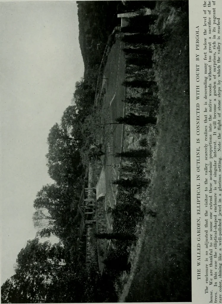 An illustration from American country houses of to-day; an illustrated account of some excellent houses built and gardens planted during the last few years, showing unmistakable influence of the modern trend in ideals architectural, 1915, leaf 145