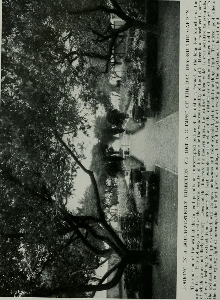 An illustration from American country houses of to-day; an illustrated account of some excellent houses built and gardens planted during the last few years, showing unmistakable influence of the modern trend in ideals architectural, 1915, leaf 159