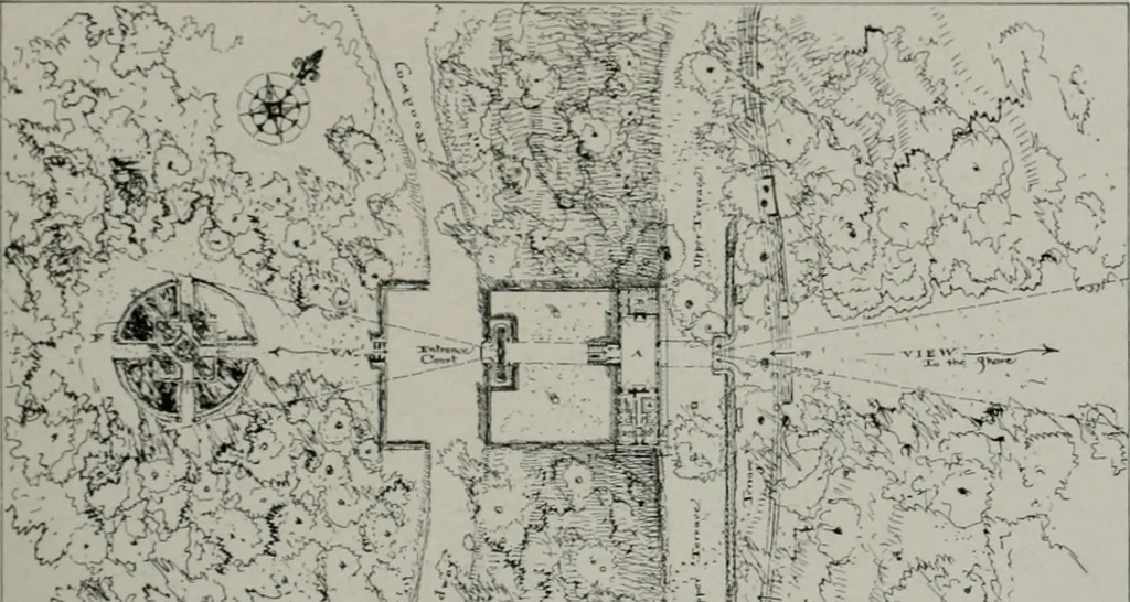 An illustration from American country houses of to-day; an illustrated account of some excellent houses built and gardens planted during the last few years, showing unmistakable influence of the modern trend in ideals architectural, 1915, leaf 186