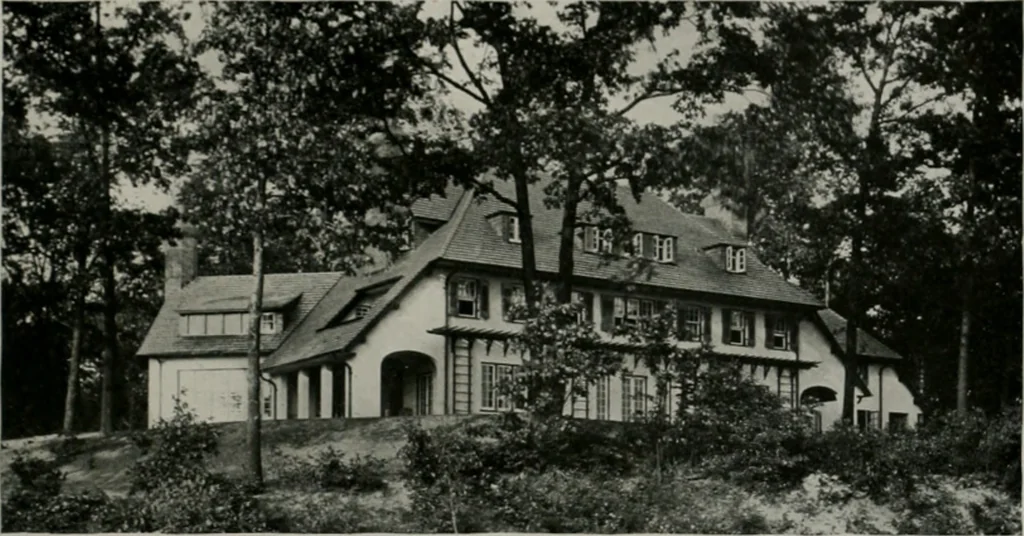 An illustration from American country houses of to-day; an illustrated account of some excellent houses built and gardens planted during the last few years, showing unmistakable influence of the modern trend in ideals architectural, 1915, leaf 190
