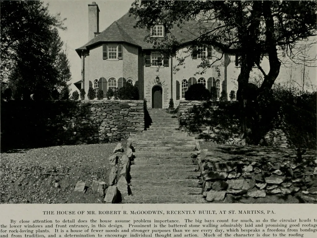 An illustration from American country houses of to-day; an illustrated account of some excellent houses built and gardens planted during the last few years, showing unmistakable influence of the modern trend in ideals architectural, 1915, leaf 192