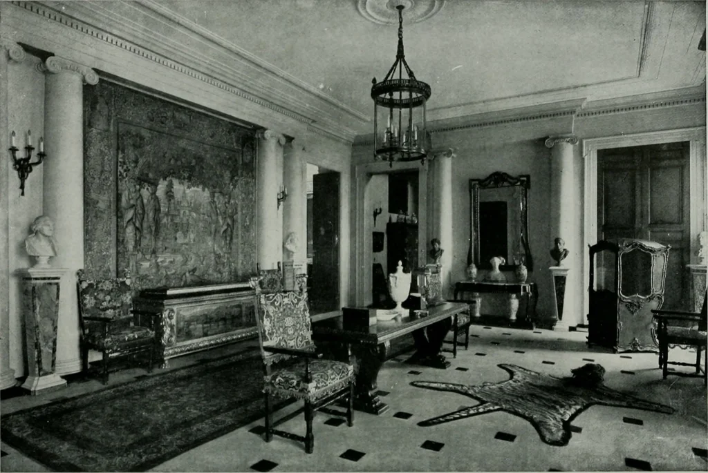An illustration from American country houses of to-day; an illustrated account of some excellent houses built and gardens planted during the last few years, showing unmistakable influence of the modern trend in ideals architectural, 1915, leaf 201