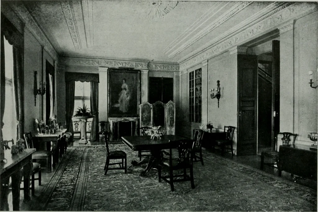 An illustration from American country houses of to-day; an illustrated account of some excellent houses built and gardens planted during the last few years, showing unmistakable influence of the modern trend in ideals architectural, 1915, leaf 203