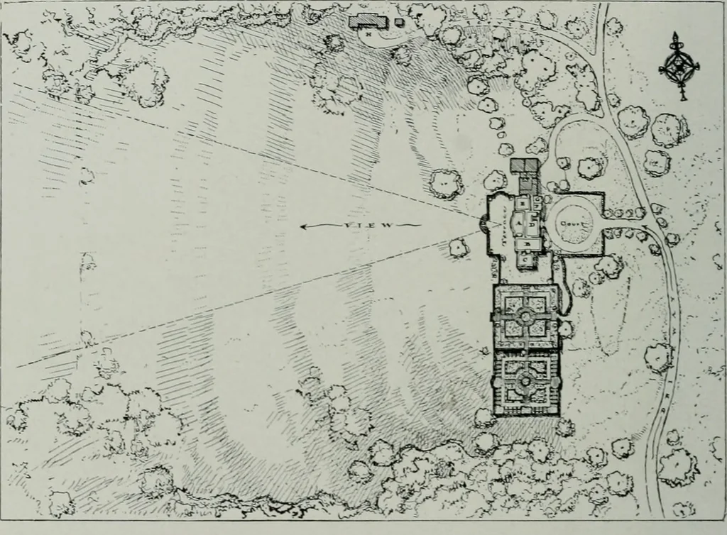 An illustration from American country houses of to-day; an illustrated account of some excellent houses built and gardens planted during the last few years, showing unmistakable influence of the modern trend in ideals architectural, 1915, leaf 213