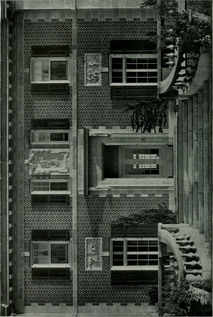An illustration from American country houses of to-day; an illustrated account of some excellent houses built and gardens planted during the last few years, showing unmistakable influence of the modern trend in ideals architectural, 1915, leaf 217