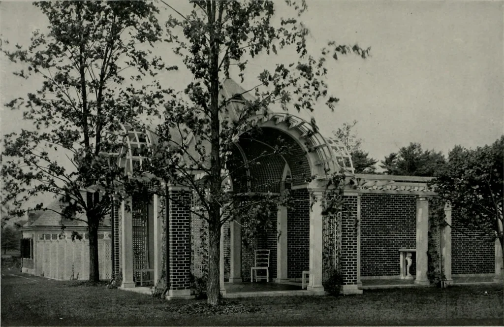 An illustration from American country houses of to-day; an illustrated account of some excellent houses built and gardens planted during the last few years, showing unmistakable influence of the modern trend in ideals architectural, 1915, leaf 218
