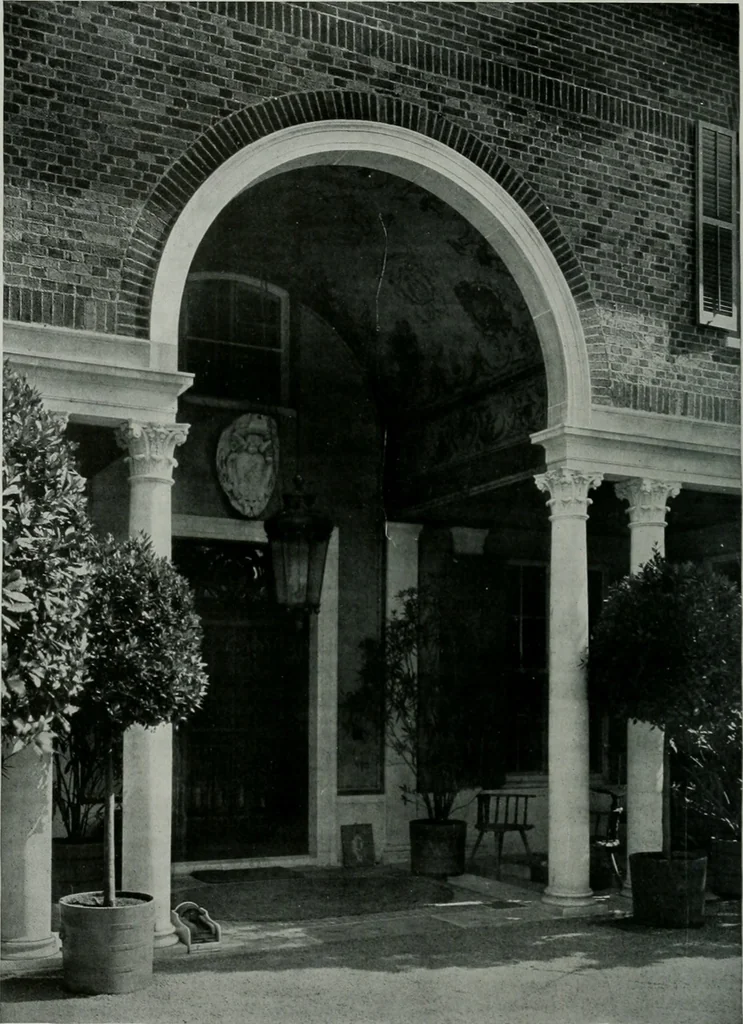 An illustration from American country houses of to-day; an illustrated account of some excellent houses built and gardens planted during the last few years, showing unmistakable influence of the modern trend in ideals architectural, 1915, leaf 221