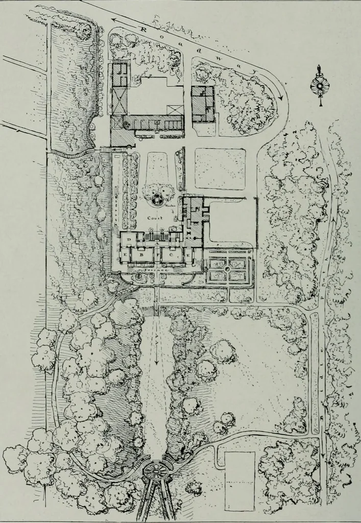 An illustration from American country houses of to-day; an illustrated account of some excellent houses built and gardens planted during the last few years, showing unmistakable influence of the modern trend in ideals architectural, 1915, leaf 229