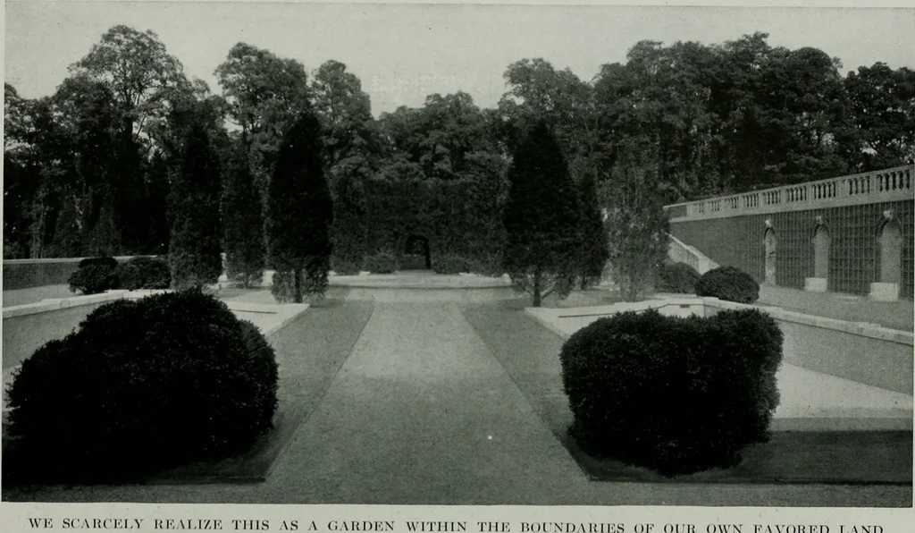 An illustration from American country houses of to-day; an illustrated account of some excellent houses built and gardens planted during the last few years, showing unmistakable influence of the modern trend in ideals architectural, 1915, leaf 245