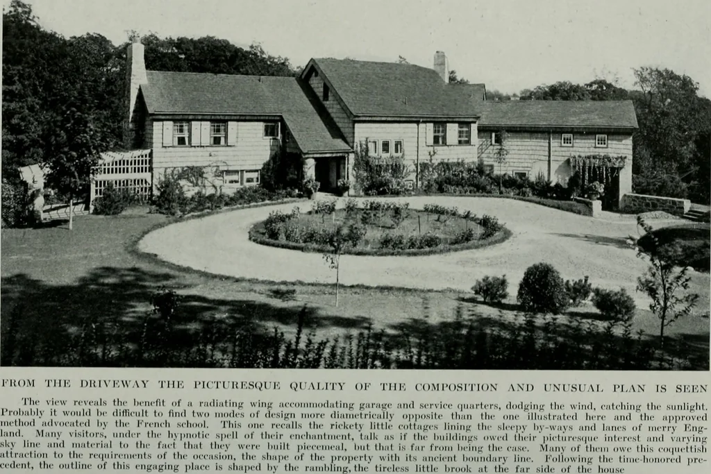An illustration from American country houses of to-day; an illustrated account of some excellent houses built and gardens planted during the last few years, showing unmistakable influence of the modern trend in ideals architectural, 1915, leaf 285