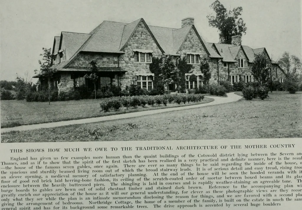 An illustration from American country houses of to-day; an illustrated account of some excellent houses built and gardens planted during the last few years, showing unmistakable influence of the modern trend in ideals architectural, 1915, leaf 311