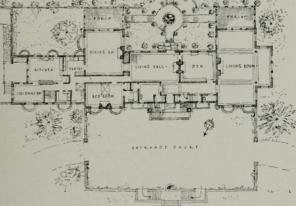 An illustration from American country houses of to-day; an illustrated account of some excellent houses built and gardens planted during the last few years, showing unmistakable influence of the modern trend in ideals architectural, 1915, leaf 32