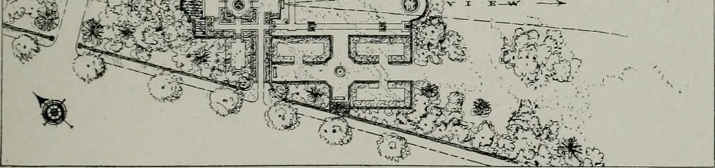 An illustration from American country houses of to-day; an illustrated account of some excellent houses built and gardens planted during the last few years, showing unmistakable influence of the modern trend in ideals architectural, 1915, leaf 326