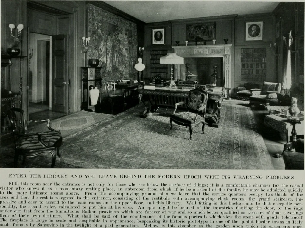 An illustration from American country houses of to-day; an illustrated account of some excellent houses built and gardens planted during the last few years, showing unmistakable influence of the modern trend in ideals architectural, 1915, leaf 331