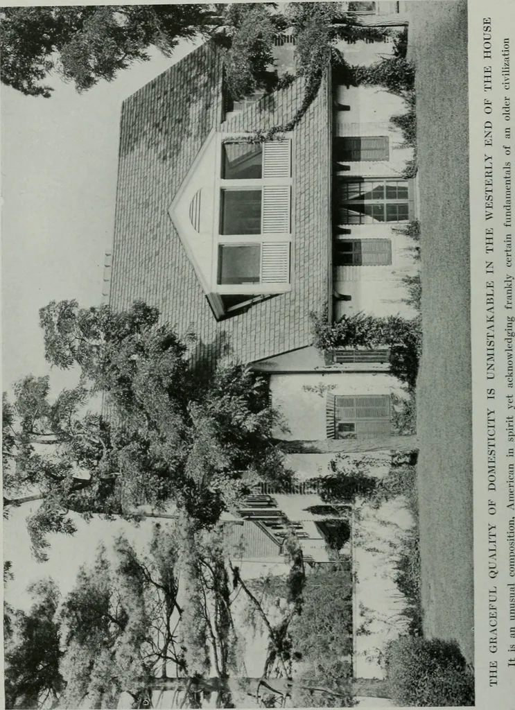 An illustration from American country houses of to-day; an illustrated account of some excellent houses built and gardens planted during the last few years, showing unmistakable influence of the modern trend in ideals architectural, 1915, leaf 35
