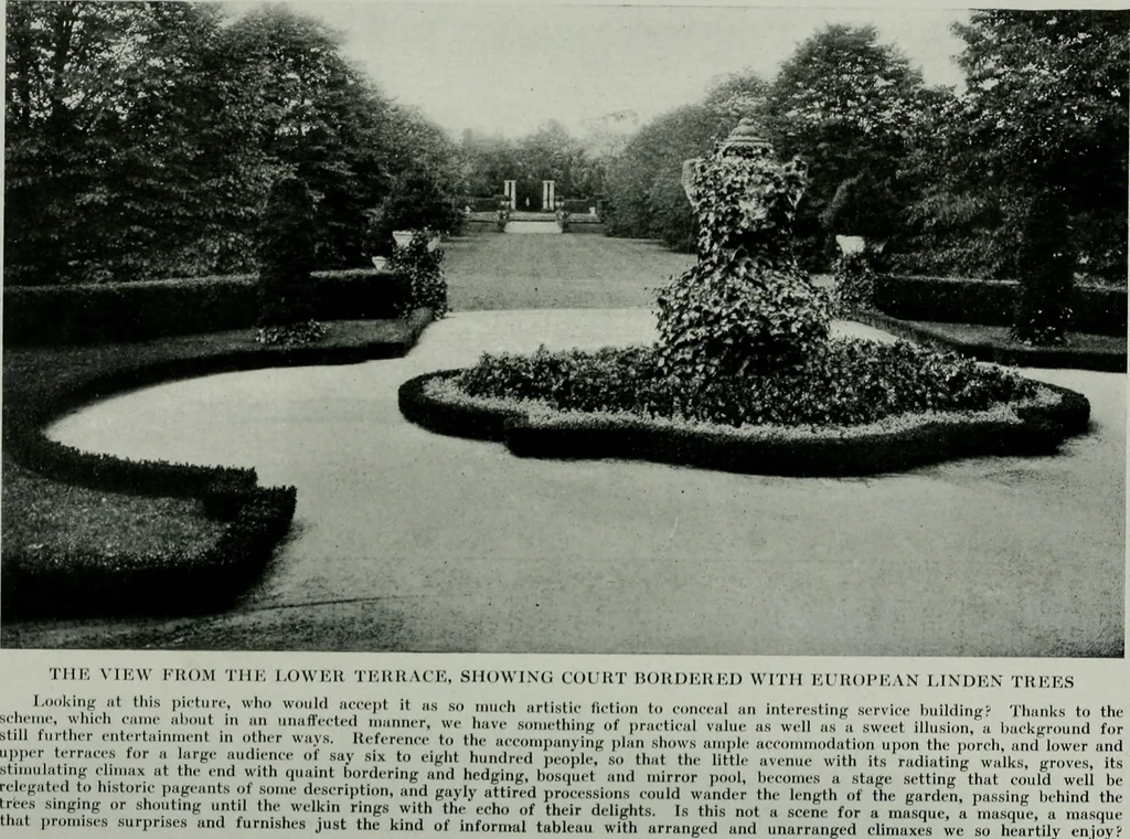 An illustration from American country houses of to-day; an illustrated account of some excellent houses built and gardens planted during the last few years, showing unmistakable influence of the modern trend in ideals architectural, 1915, leaf 373