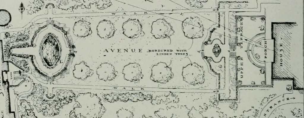 An illustration from American country houses of to-day; an illustrated account of some excellent houses built and gardens planted during the last few years, showing unmistakable influence of the modern trend in ideals architectural, 1915, leaf 377