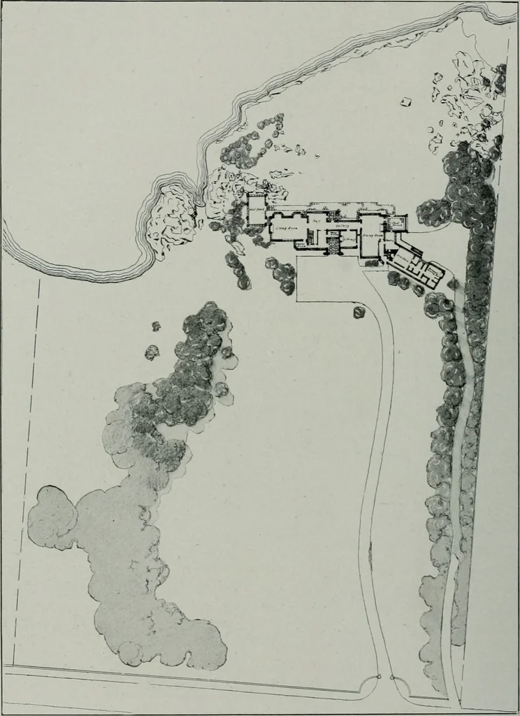 An illustration from American country houses of to-day; an illustrated account of some excellent houses built and gardens planted during the last few years, showing unmistakable influence of the modern trend in ideals architectural, 1915, leaf 385