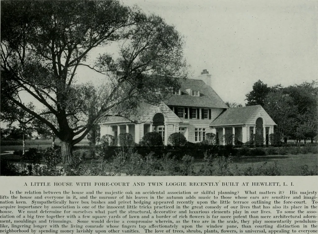 An illustration from American country houses of to-day; an illustrated account of some excellent houses built and gardens planted during the last few years, showing unmistakable influence of the modern trend in ideals architectural, 1915, leaf 395