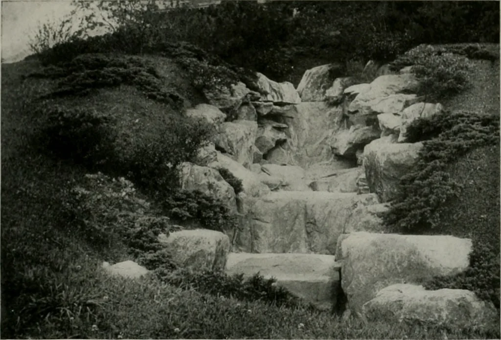 An illustration from American country houses of to-day; an illustrated account of some excellent houses built and gardens planted during the last few years, showing unmistakable influence of the modern trend in ideals architectural, 1915, leaf 402