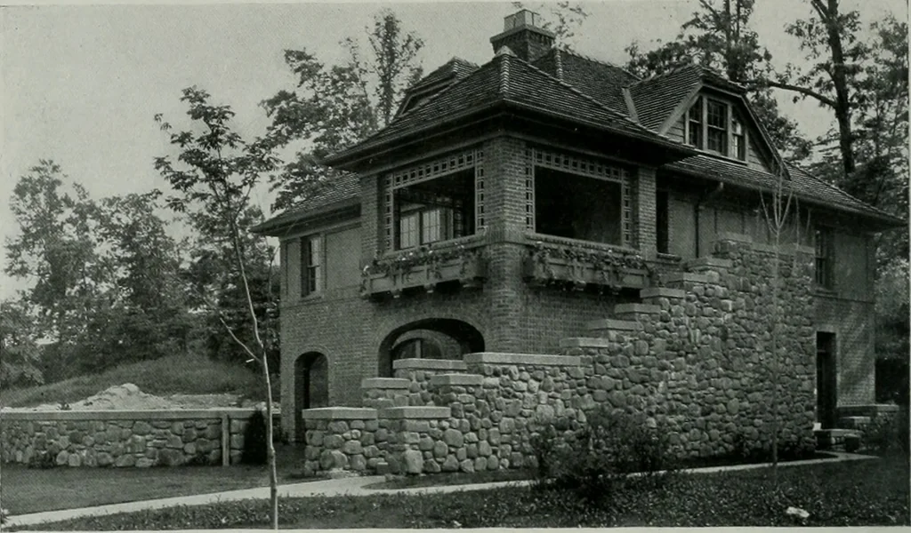 An illustration from American country houses of to-day; an illustrated account of some excellent houses built and gardens planted during the last few years, showing unmistakable influence of the modern trend in ideals architectural, 1915, leaf 437