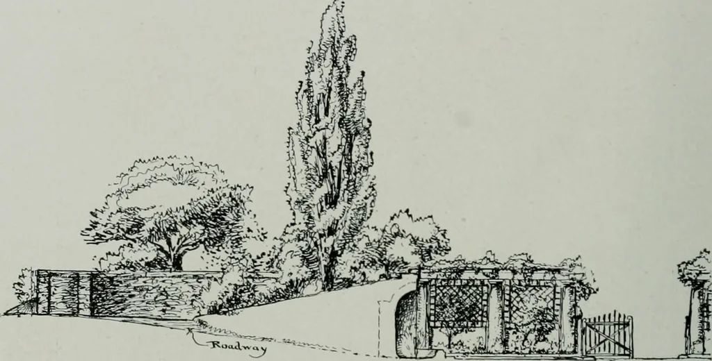 An illustration from American country houses of to-day; an illustrated account of some excellent houses built and gardens planted during the last few years, showing unmistakable influence of the modern trend in ideals architectural, 1915, leaf 47