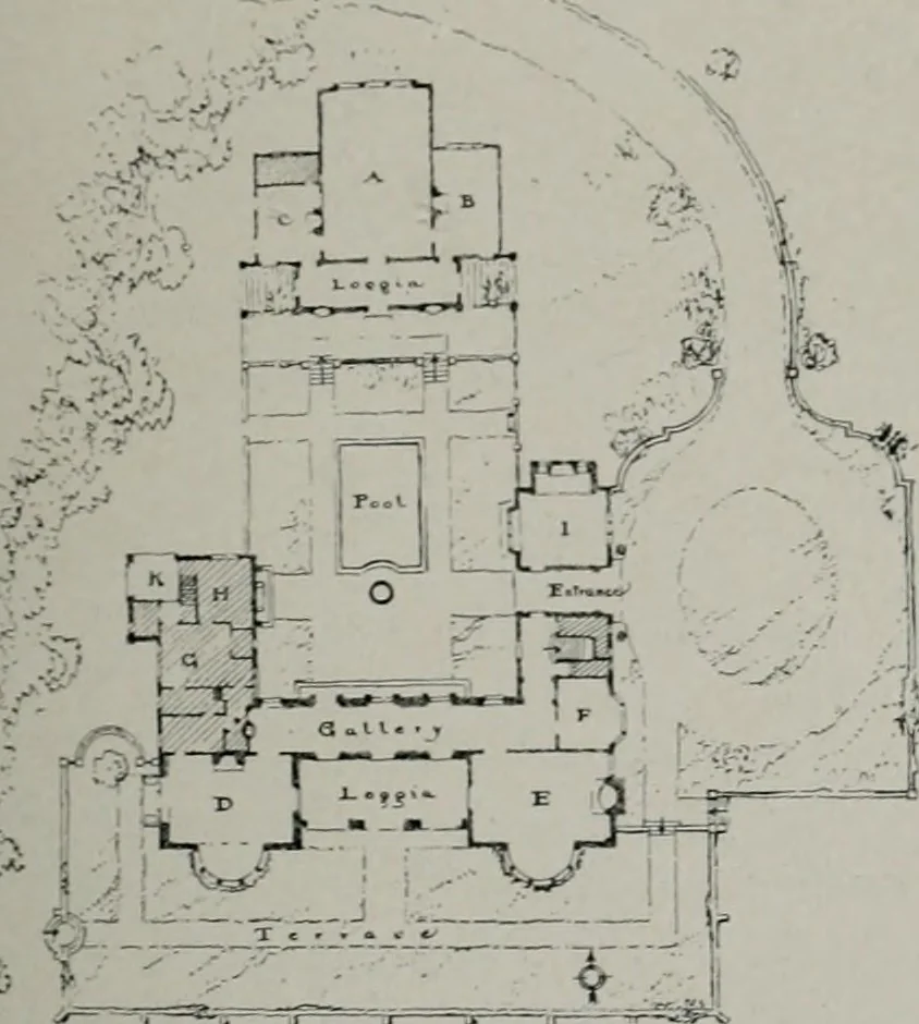 An illustration from American country houses of to-day; an illustrated account of some excellent houses built and gardens planted during the last few years, showing unmistakable influence of the modern trend in ideals architectural, 1915, leaf 72
